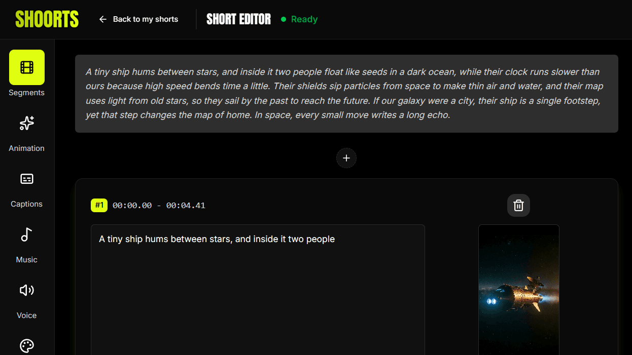 Reshort caption editor with trending caption styles and one-click export to TikTok, Instagram Reels, and YouTube Shorts for faceless AI-generated videos